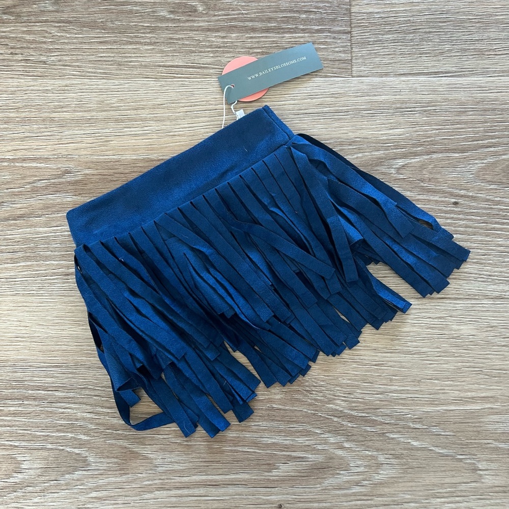 Baileys Blossoms Blue Fringe Skirt